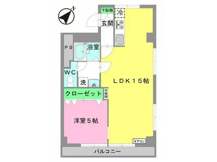 ハイツ兼信(1LDK/2階)の間取り写真
