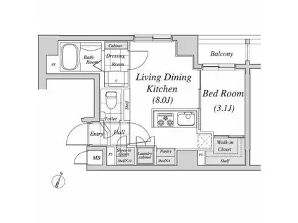 レジディア神田(1LDK/6階)の間取り写真