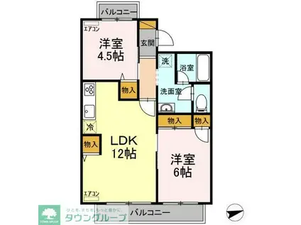 グランディール(2LDK/2階)の間取り写真