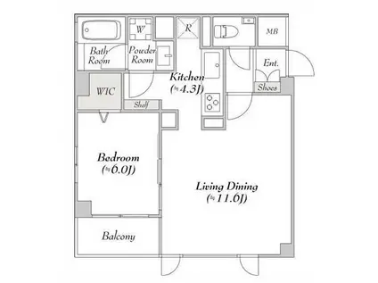 ミリアレジデンス高輪(1LDK/1階)の間取り写真