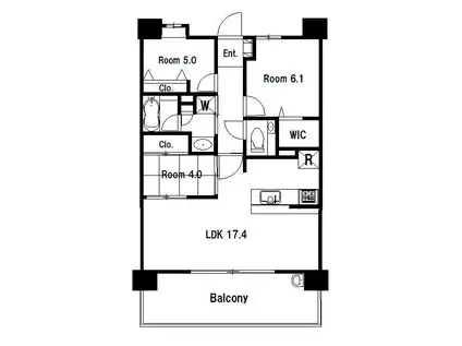 アクタス籠町グランミライ(3LDK/6階)の間取り写真