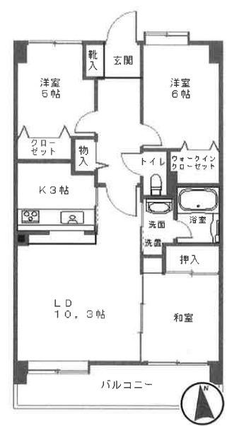 コスモ川口ガーデンスクエア(3LDK/7階)の間取り写真