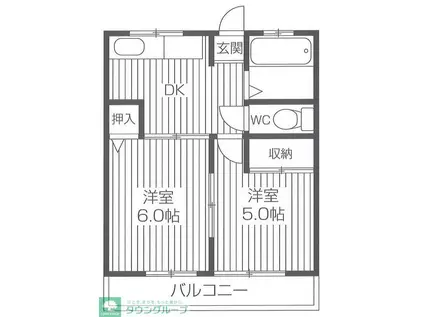幸栄コーポ(2DK/2階)の間取り写真