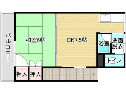 藤澤アパート(1DK/2階)の間取り写真