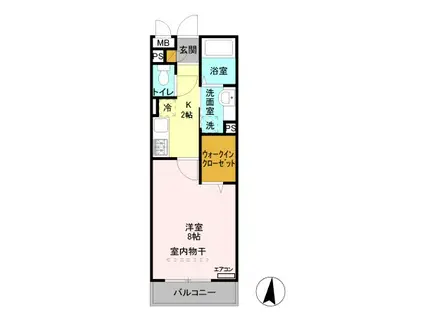 ヴィルクレール II(1K/3階)の間取り写真