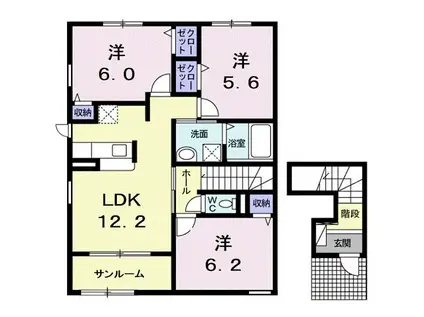 フォルティアA(3LDK/2階)の間取り写真