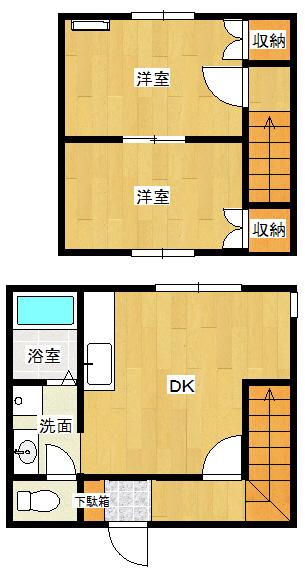 パープル(2DK/1階)の間取り写真