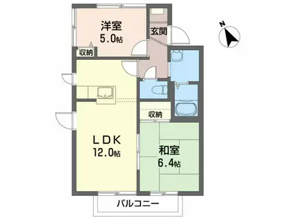 ニューフレグランス高州(2LDK/2階)の間取り写真