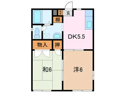 コーポ丘(2DK/1階)の間取り写真