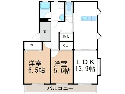 プレイン横山C(2LDK/1階)の間取り写真