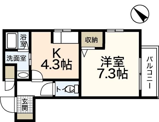 ラペジーブル(1K/2階)の間取り写真