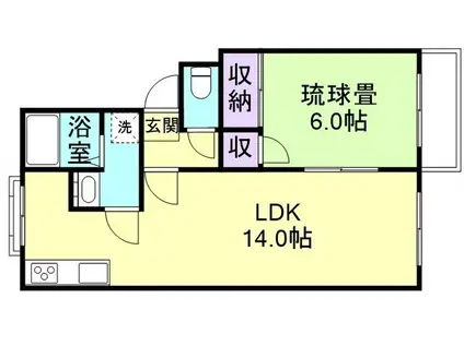コープUⅡ(1LDK/2階)の間取り写真