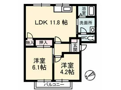 アネックス611(2LDK/2階)の間取り写真