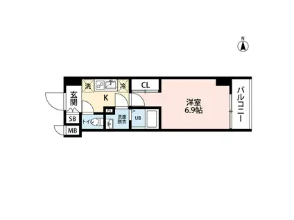 ヒルズパークサイド(1K/8階)の間取り写真