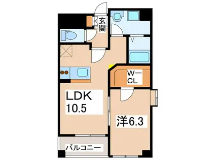 スカイガーデン(1LDK/5階)の間取り写真