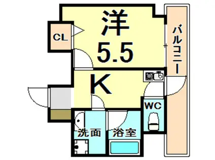 ヴァンスタージュ姫里(1DK/2階)の間取り写真