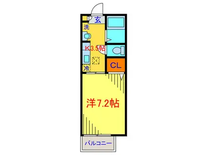 メゾンボヌールB(1K/1階)の間取り写真