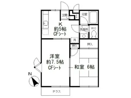 パセオ前沢(2K/1階)の間取り写真