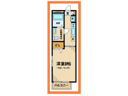 クラインブルーメⅡ(1K/2階)の間取り写真