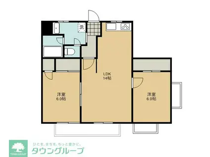 ヴィラクレスト淵野辺(2LDK/1階)の間取り写真