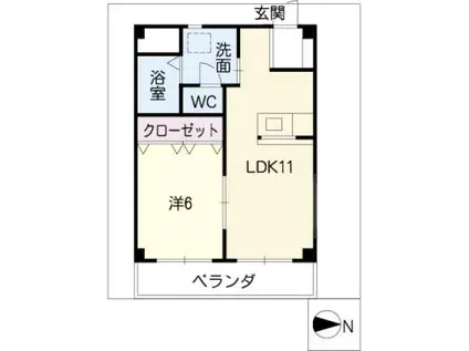 マウンティンサンヨー(1LDK/6階)の間取り写真