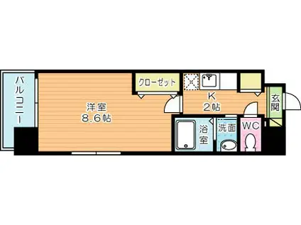 ベイプレイス小倉(1K/12階)の間取り写真