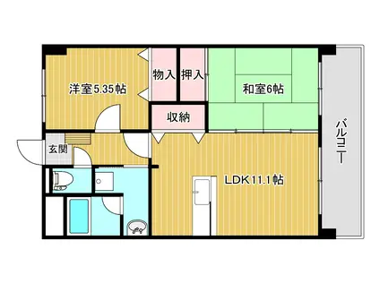 コンフォートパルフェ(2LDK/2階)の間取り写真