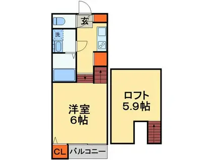 ローザミエーレ(1K/1階)の間取り写真