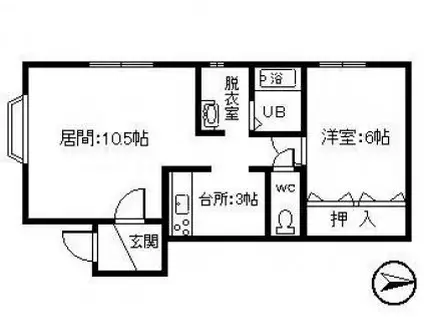 グリーン楓(1LDK/2階)の間取り写真