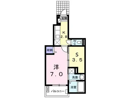 ジェルメ・メゾン(1SK/1階)の間取り写真