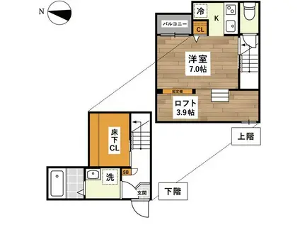 ADC本荘ラニカイ(1K/1階)の間取り写真