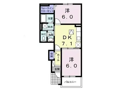 フォンテーヌB(2DK/1階)の間取り写真