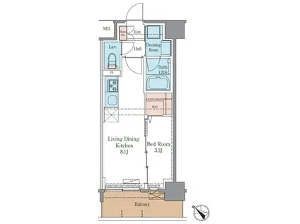 LUXENAプラスPAWS南行徳(1LDK/3階)の間取り写真