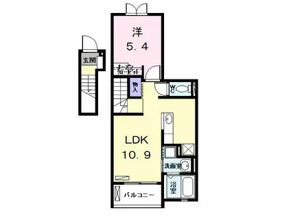 アリビエ I(1LDK/2階)の間取り写真