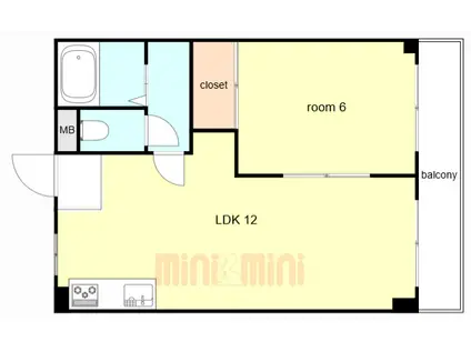 セルサス大道弐番館(1LDK/1階)の間取り写真