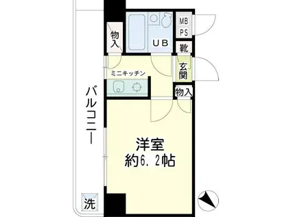 プラザ川崎NO.2(1K/3階)の間取り写真