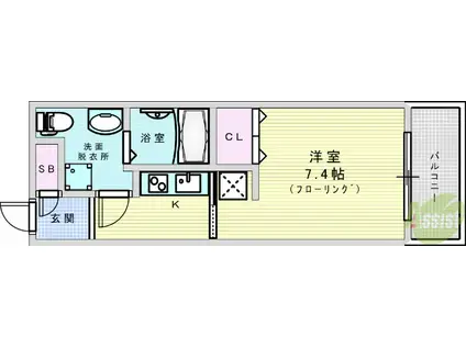 CASSIA塚本(1K/6階)の間取り写真