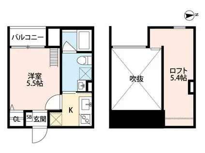 花園本町テラス(1K/1階)の間取り写真