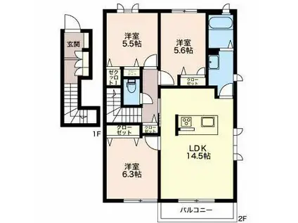 MASTTOWN愛野南(3LDK/2階)の間取り写真