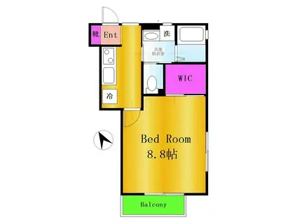 フラットさつき8(1K/2階)の間取り写真