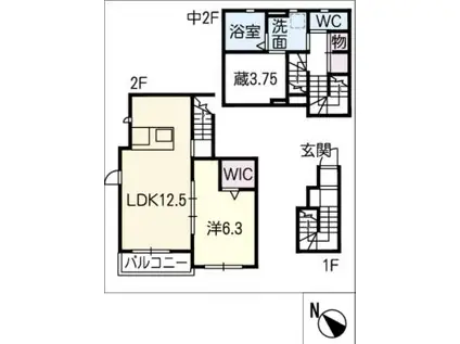 グラーノ(1LDK/2階)の間取り写真