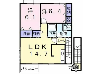 リンム緑 B(2LDK/2階)の間取り写真