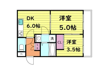 深江大発マンション(2DK/1階)の間取り写真