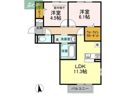 レグルスアルファ(2LDK/2階)の間取り写真