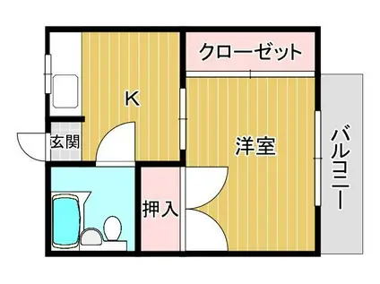 パーチェ37(1K/1階)の間取り写真