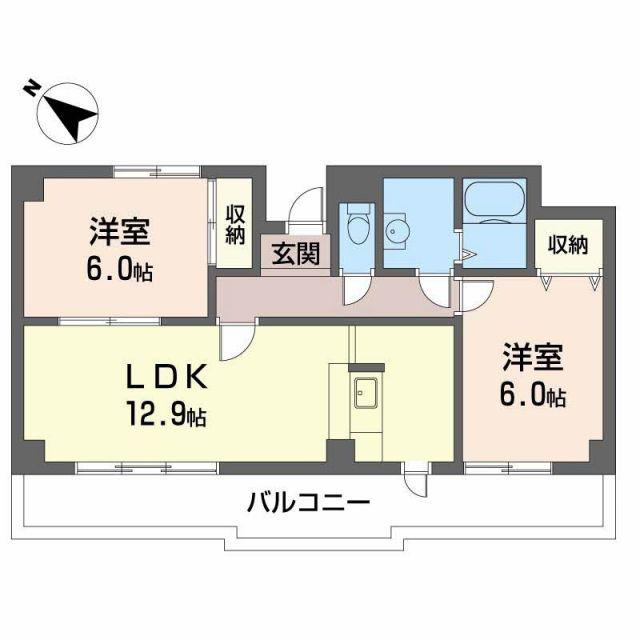 クレールI・K(2LDK/2階)の間取り写真