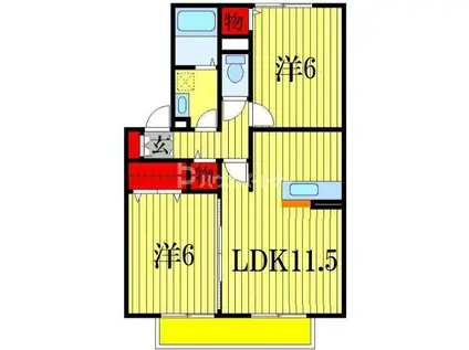 ソレーユ津田沼(2LDK/2階)の間取り写真
