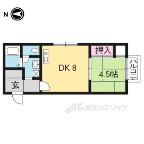 グリーンヴェール大徳寺(1DK/2階)の間取り写真