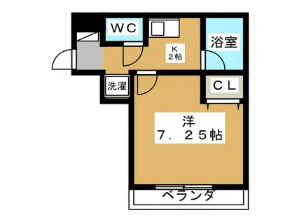オランジェリーA(1K/1階)の間取り写真