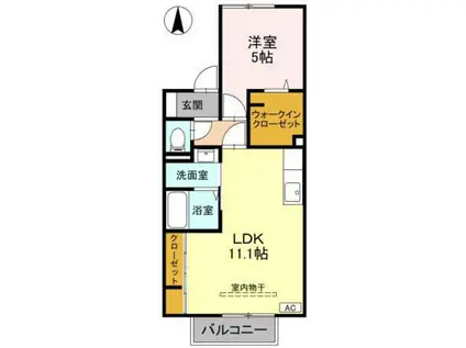 セジュール山室中部(1LDK/2階)の間取り写真